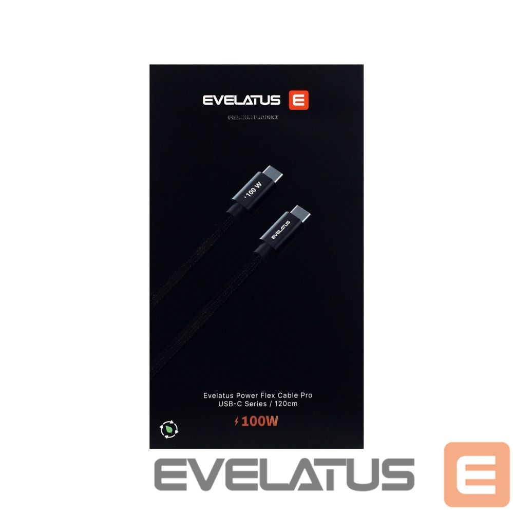 Kaabel Evelatus Flex Cabel Pro USB 2.0 Type C to Type C 1.2M 100W 5A Black