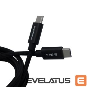 Kaabel Evelatus  Flex Cabel Pro USB 2.0 Type C to Type C 1.2M 100W 5A Black