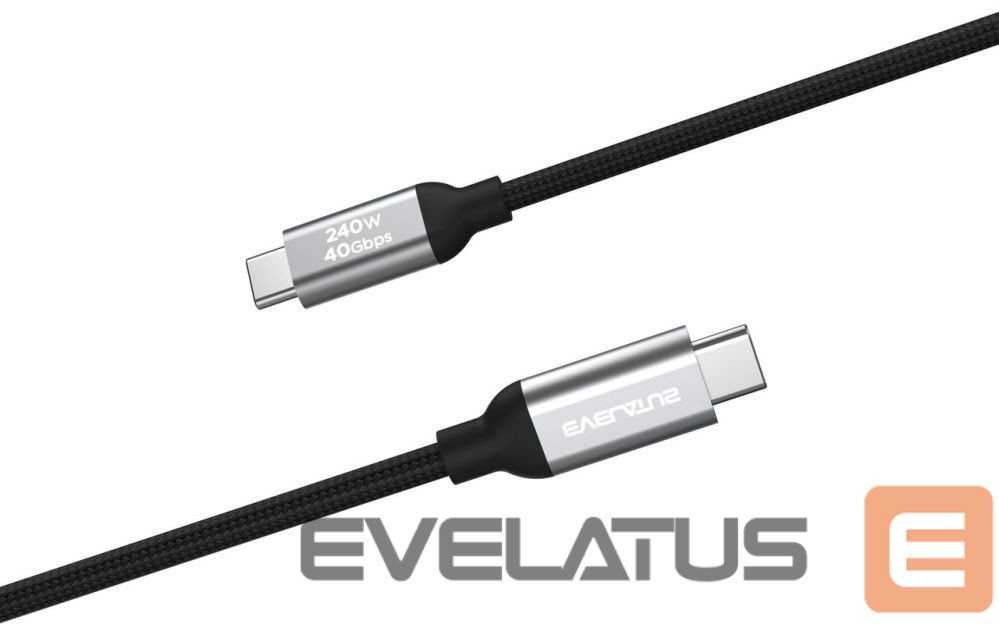 Kaabel Evelatus Flex Cable Pro USB 2.0 Type C to Type C 1.2M 240W 5A Black