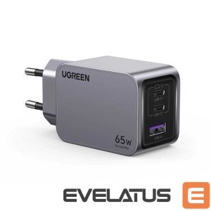 Adaptrid Ugreen  Nexode Pro USB-A+2 USB-C 65W Mini GaN Fast Charger Set Grey