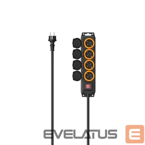 Üleminek Hama OUTDOOR IP44 SWITCH 4 GN 4 m power strip Black