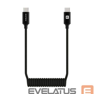 Kaabel Evelatus  AutoSpring Coiled Cable USB C to  USB C connector 1.2M Black