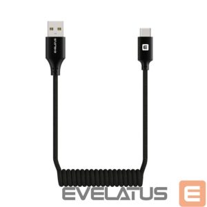 Kaabel Evelatus  AutoSpring Coiled Cable USB A to USB C connector 1.2M Black