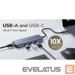 Ruuterid Cudy  UH606 PortMate USB-C 6-in-1 Hub 4K 60Hz HDMI Gigabit LAN 3x USB-A Power Input Grey 