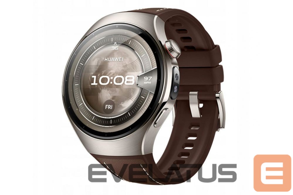 Nutikell Huawei Watch 5 (46mm), Fluorelastomer Brown classic strap, Metal body, Rates-L29L