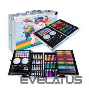 Mänguasjad iLike  Stationery Art Set for Kids 145pcs Creative Drawing Kit Blue Case Kiddyz KIDD-ART-145B-BL 