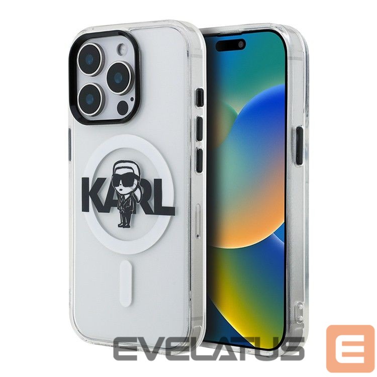 Tagakaaned Karl Lagerfeld Apple iPhone 15 Pro Max Silicone case with Magsafe IML KL Sketch Logo Transparent