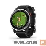Nutikell Garmin  Approach S44 Silver Aluminium Bezel with Black Silicone Band 
