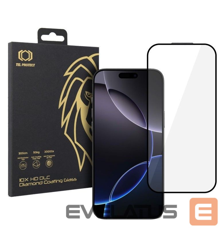 Tagakaaned iLike Apple Iphone 16 Pro Max 10X HD DLC Diamond Coating Tempered Glass Black