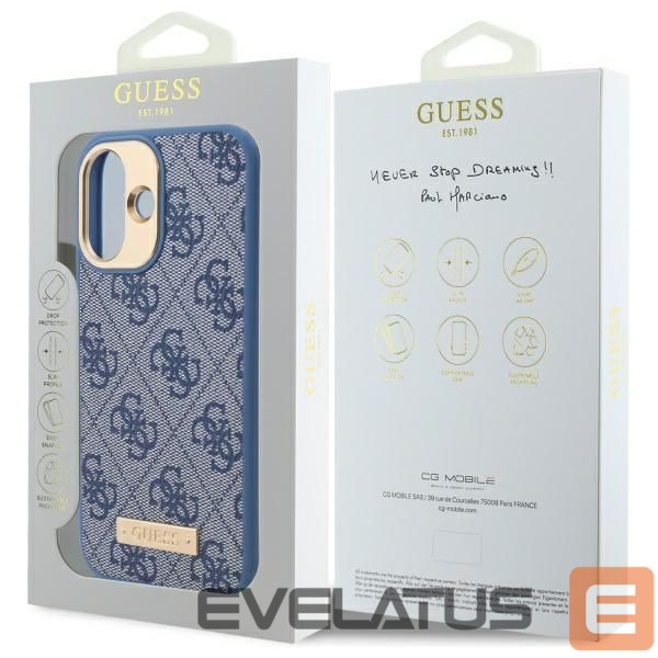 Muu telefoni lisavarustus Guess Guess 4G Logo Plate MagSafe Case for iPhone 16 Plus - Blue