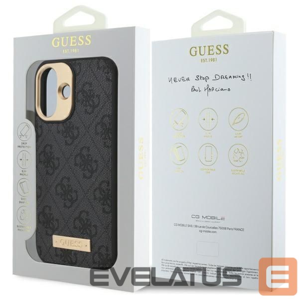 Muu telefoni lisavarustus Guess Guess 4G Logo Plate MagSafe Case for iPhone 16 Plus - Black