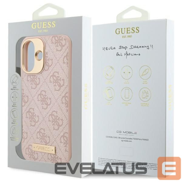 Muu telefoni lisavarustus Guess Guess 4G Logo Plate MagSafe iPhone 16 Case - Pink