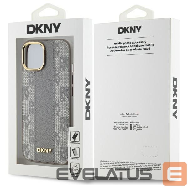Muu telefoni lisavarustus DKNY DKNY Leather Checkered Mono Pattern MagSafe iPhone 15 Plus Case - Beige