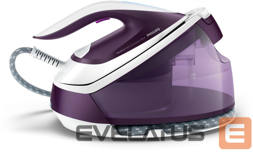 Triikrauad Philips Ironing System GC7933/30 PerfectCare Compact Plus 2400 W, 1.5 L, 6.5 bar, Auto power off, Vertical steam function, Calc-clean function, Purple, 120 g/min