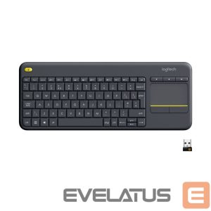 Arvuti klaviatuur Logitech  K400 Plus Keyboard with Trackpad, Wireless, NL, 380 g, USB port, Black 
