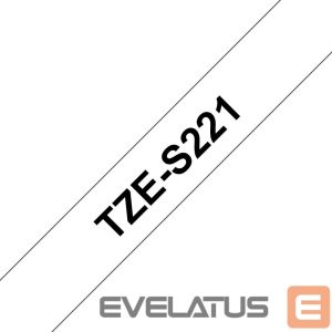 Tarvikud ja tarvikud Brother  TZe-S221 Strong Adhesive Laminated Tape Black on White, TZe, 8 m, 9 mm 