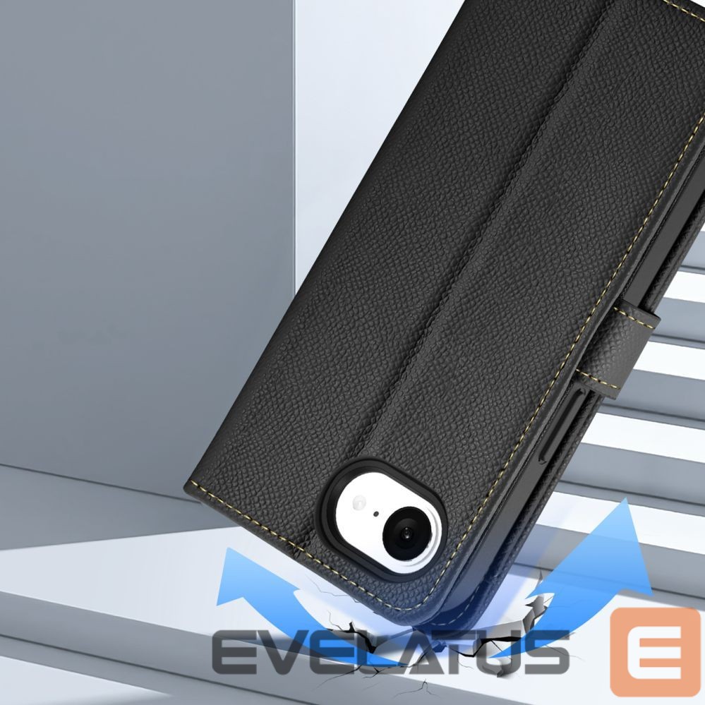 Tagakaaned Dux Ducis Dux Ducis Lawa iPhone 16e Leather Case with Detachable Magnetic Wallet - Black