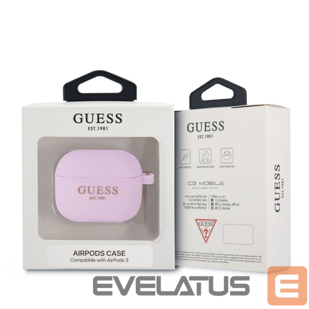 Korpus kõrvaklappidele Guess Apple Airpods 3 Charms Silicone Case Purple