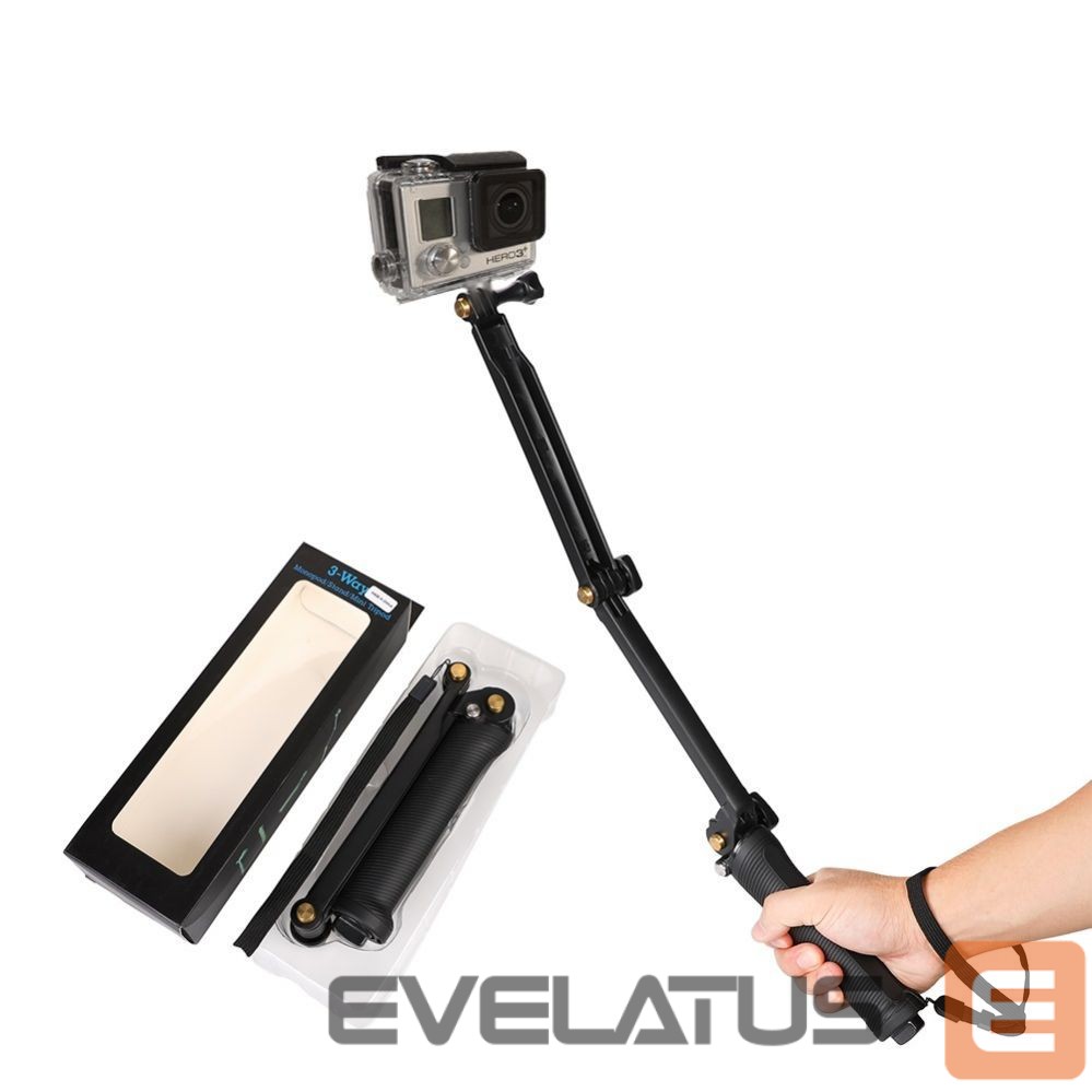 Kaameratarvik Hurtel 3 in 1 Monopod Tripod with Selfie Stick for GoPro - Black