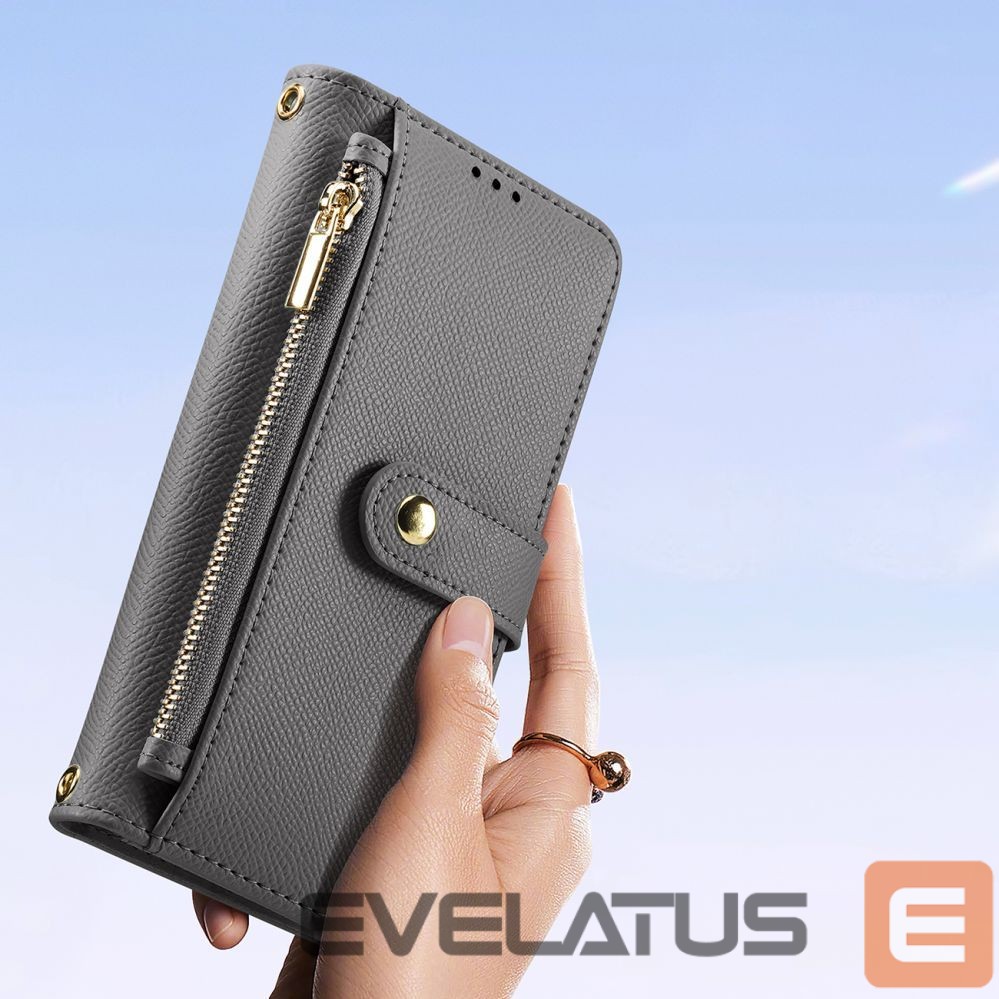 Tagakaaned Dux Ducis Dux Ducis Lawa iPhone 16 Pro Leather Case with Detachable Magnetic Wallet - Gray