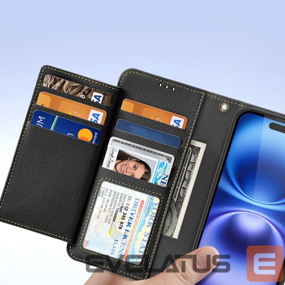 Tagakaaned Dux Ducis Dux Ducis Lawa Leather Case for iPhone 16 - Black