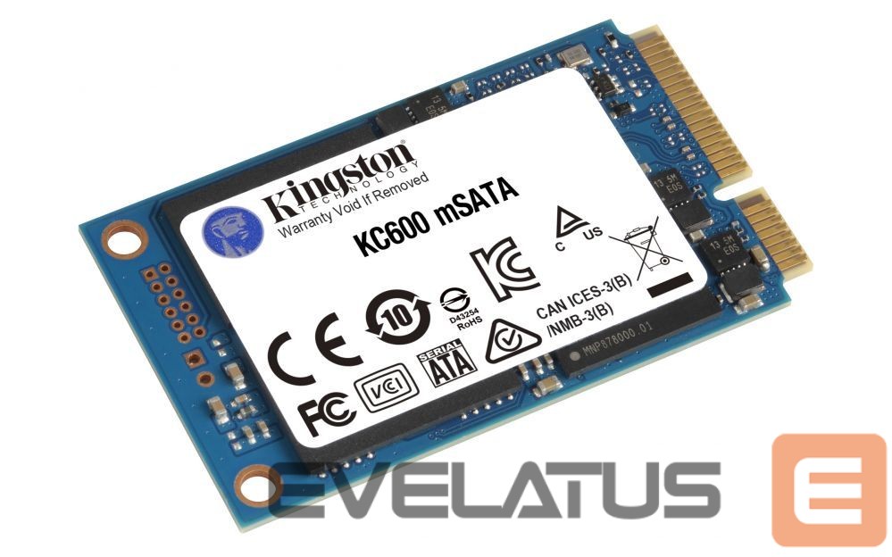 Kõvaketas SSD Kingston KC600 512 GB, SSD interface mSATA, Write speed 520 MB/s, Read speed 550 MB/s