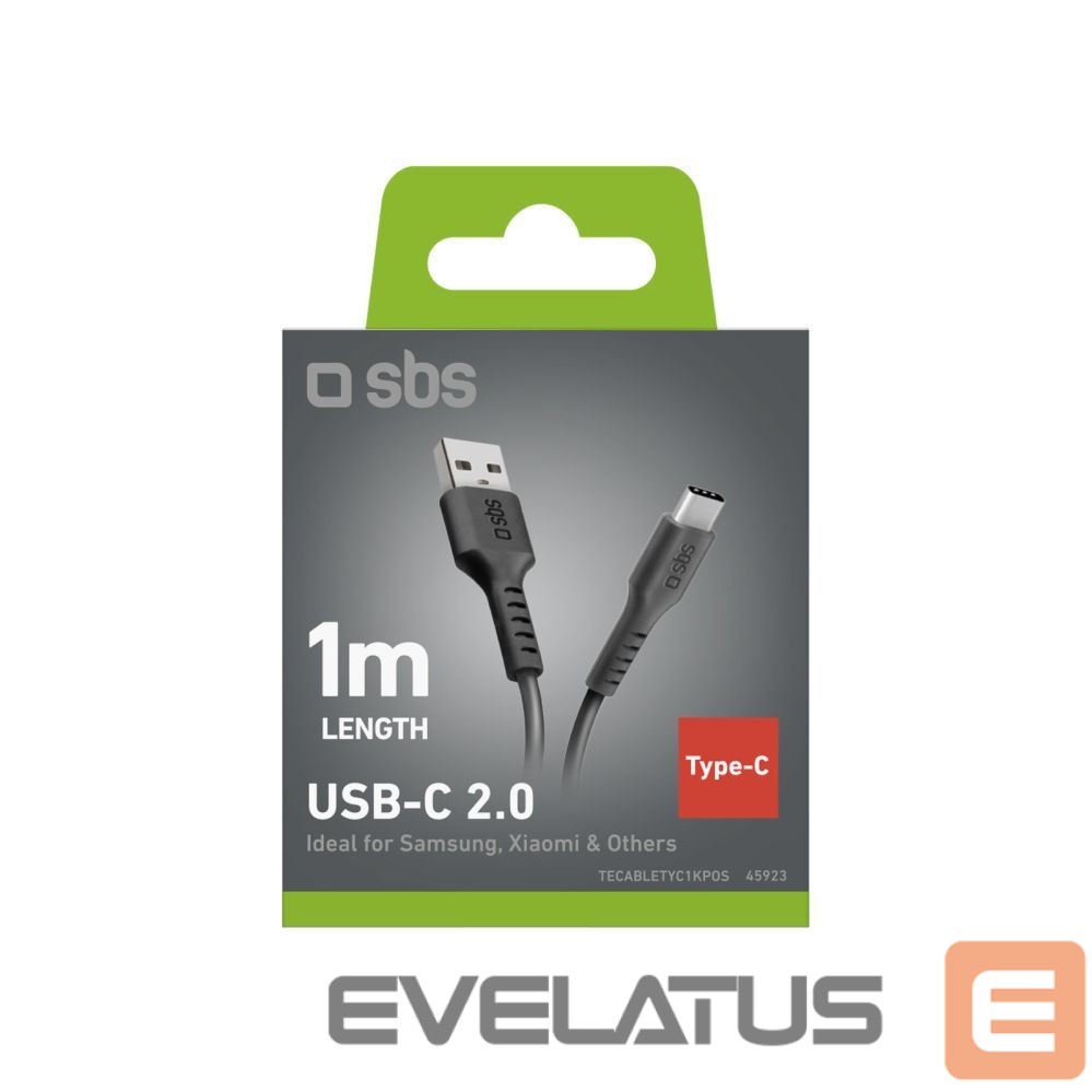 Kaabel SBS SBS TECABLETYC1KPOS USB-A - USB-C Cable 1m - Black