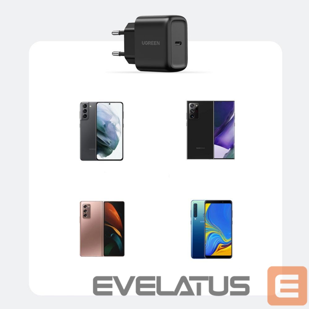 Adaptrid Ugreen USB Type C charger 25W Power Delivery + USB Type C cable 2m (50581) Black