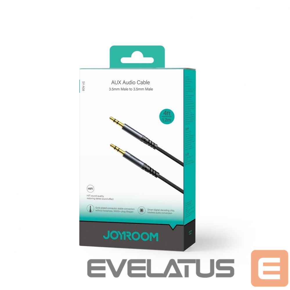 Üleminek Joyroom Joyroom stereo audio cable AUX 3.5 mm mini jack 1.2m black (SY-A08)