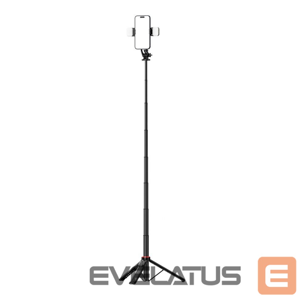 Kaameratarvik Hurtel Selfie stick WC12YDS 1.3m aluminum alloy telescopic tripod with dual lamp and phone holder - black