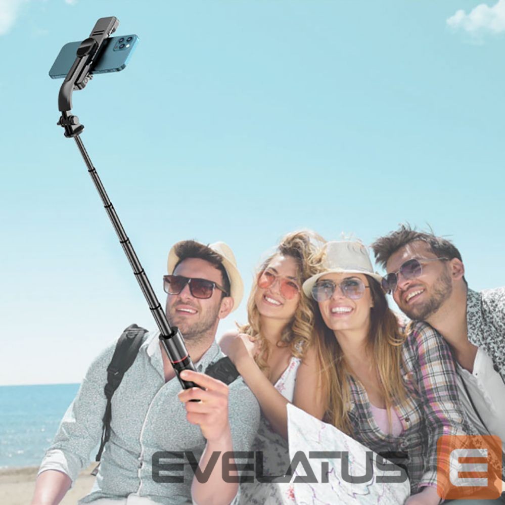 Kaameratarvik Tech-Protect Tech-Protect L05S Bluetooth Selfie Stick with Tripod up to 105cm with LED Light - Black