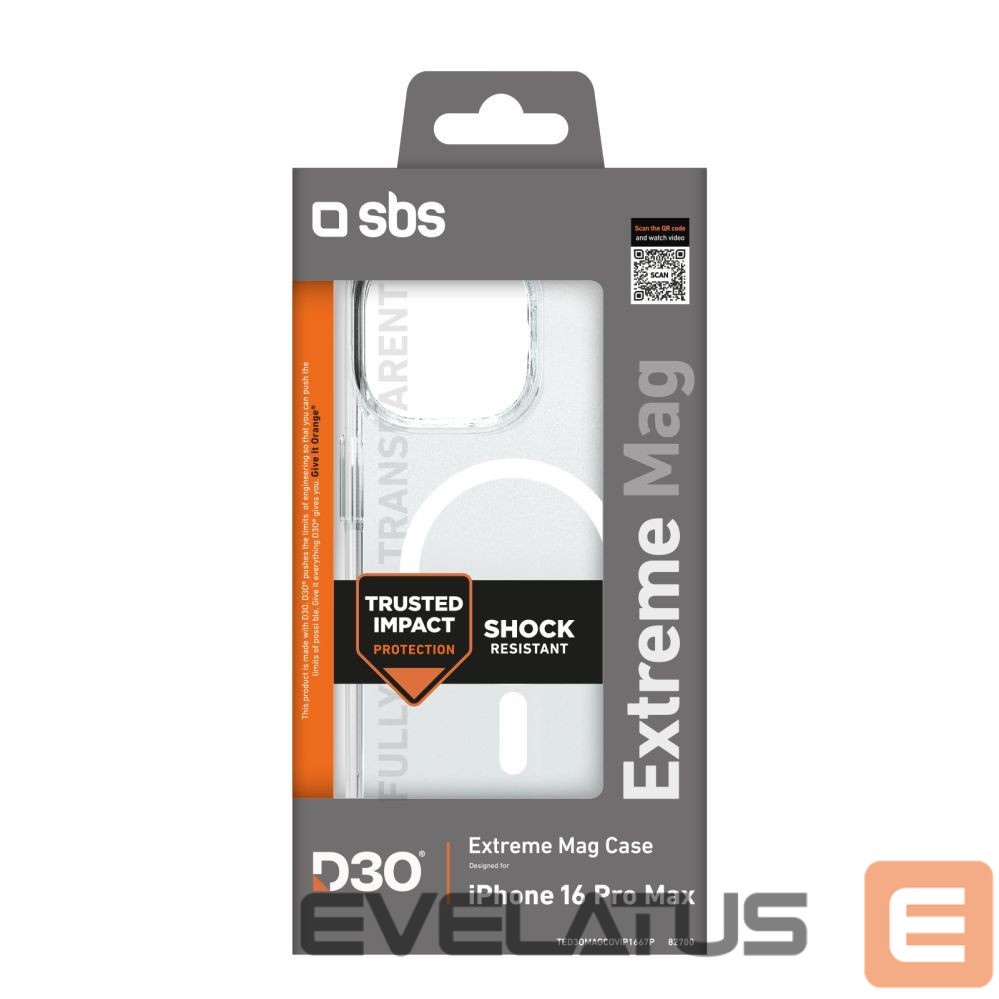 Tagakaaned SBS SBS Extreme Mag D3O MagSafe Case for iPhone 16 Pro Max - Transparent