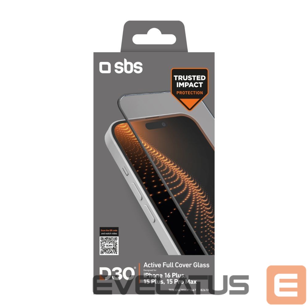 Kaitseklaasid SBS SBS Tempered Glass D3O with frame for iPhone 16 Plus / iPhone 15 Plus