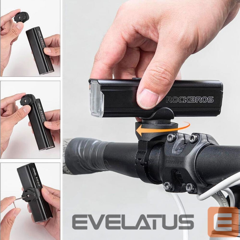 Jalgratta tarvik Rockbros Rockbros 24610002001 Front Bike Light 1000 lm + USB-C - USB-A Cable - Black