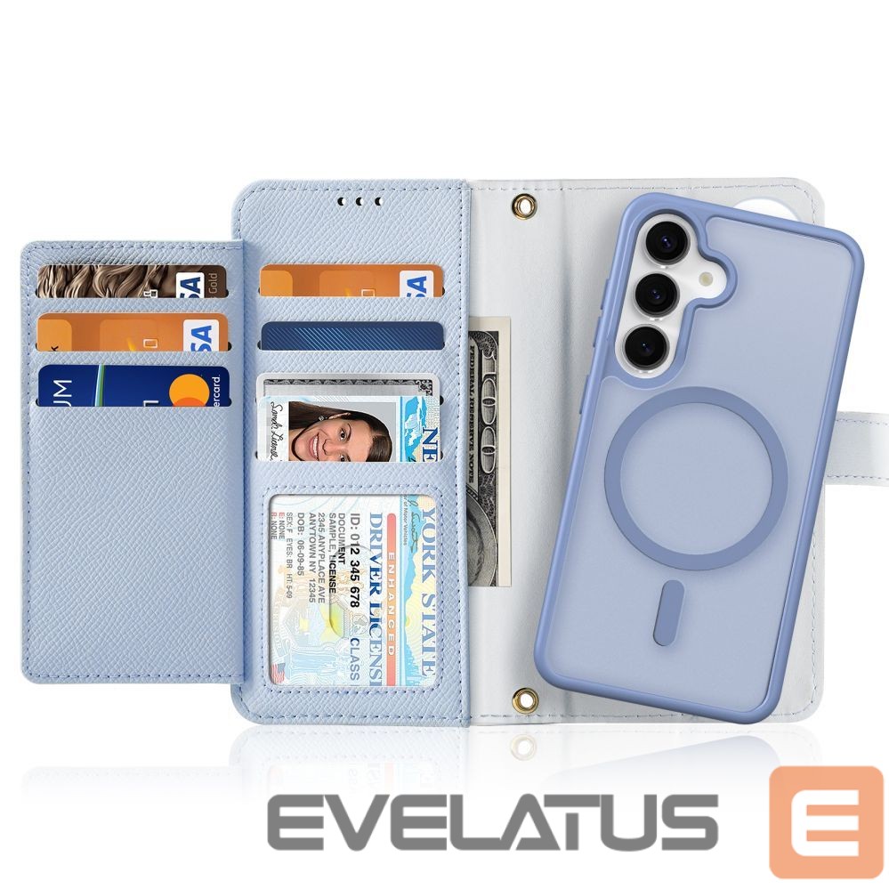 Tagakaaned Dux Ducis Dux Ducis Lawa Leather Case for Samsung Galaxy S25+ with Detachable Magnetic Wallet - Blue