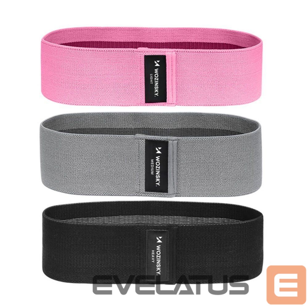 Teised Wozinsky Wozinsky 3x Fabric Resistance Mini Band Set for Yoga, Fitness, CrossFit Exercises (WFB-01)
