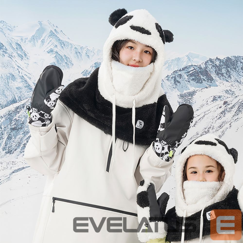 Teised Qunature Qunature Panda Heat Transfer Ski Gloves Kids Size S - Black/White