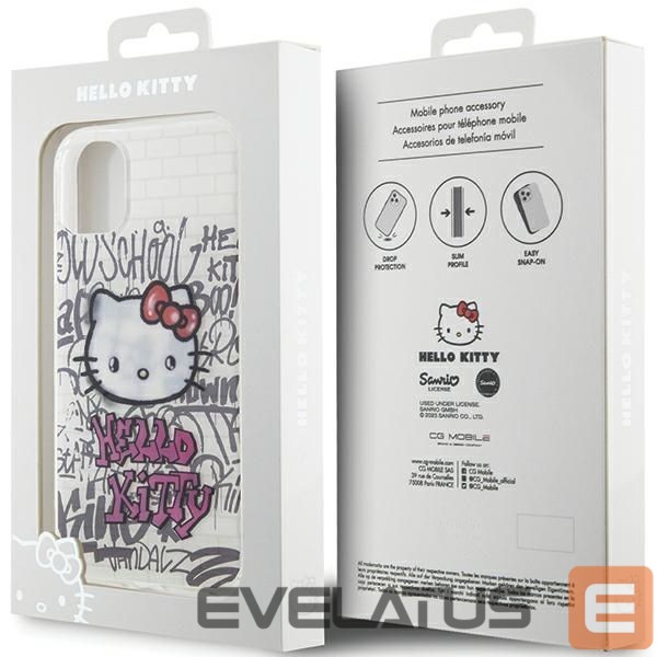 Tagakaaned Hello Kitty Hello Kitty IML Kitty On Bricks Graffiti case for iPhone 11 / Xr - white