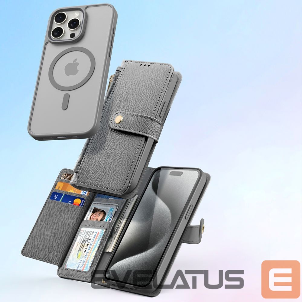 Tagakaaned Dux Ducis Dux Ducis Lawa Leather Case for iPhone 15 Pro - Gray