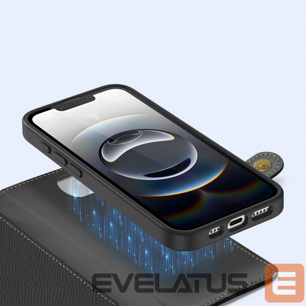 Tagakaaned Dux Ducis Dux Ducis Lawa iPhone 16e Leather Case with Detachable Magnetic Wallet - Black