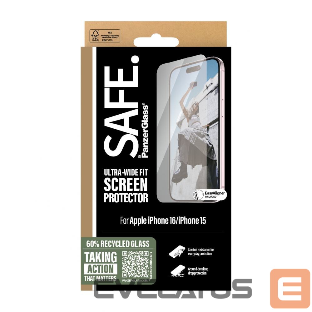 Tagakaaned PanzerGlass SAFE by Screen Protector iPhone 16 | Ultra-Wide Fit |