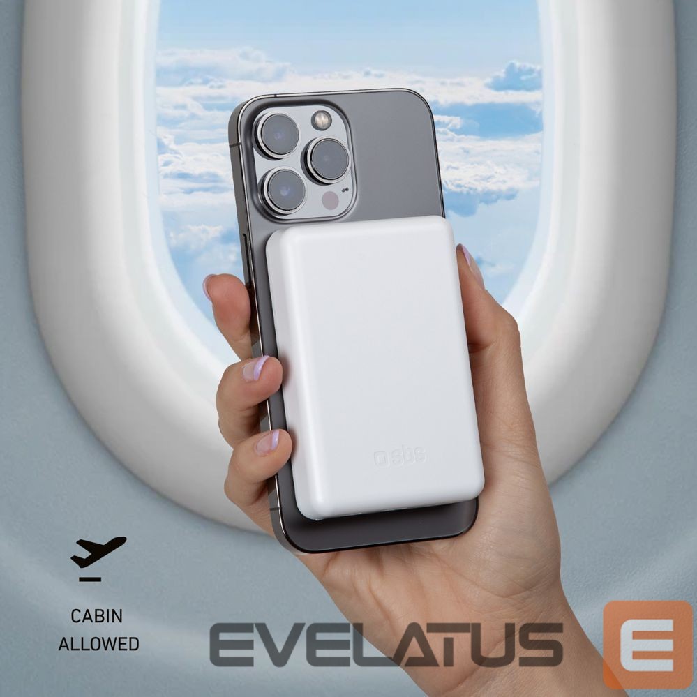 Väline aku SBS Powerbank SBS TEBB5000MAG1CW 5000 mAh USB-C, MagSafe compatible - white