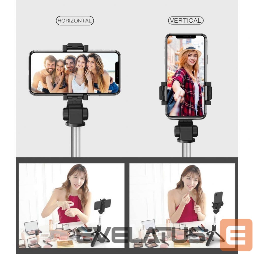 Kaameratarvik Tech-Protect Tech-Protect L01S Bluetooth Selfie Stick with Tripod up to 70cm - Black