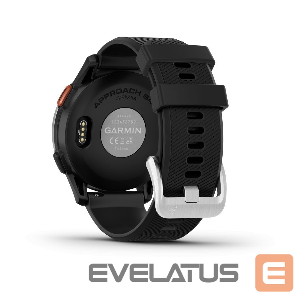 Nutikell Garmin Approach S44 Silver Aluminium Bezel with Black Silicone Band