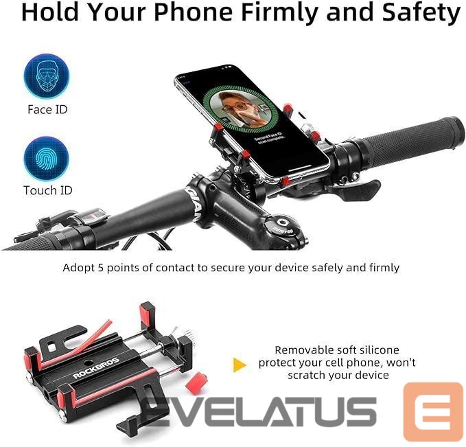 Jalgratta tarvik Rockbros Rockbros 699-BK Aluminum Alloy Bike Phone Holder - Black