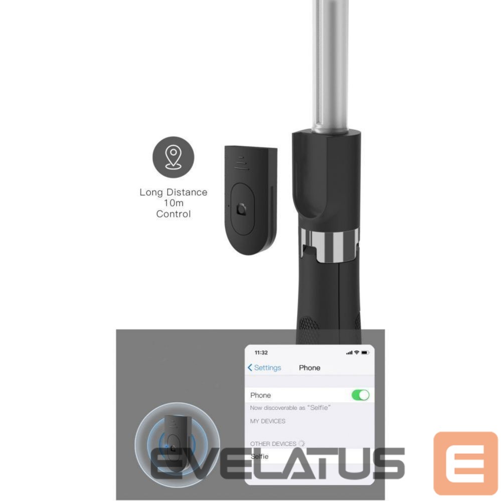 Kaameratarvik Tech-Protect Tech-Protect L01S Bluetooth Selfie Stick with Tripod up to 70cm - Black
