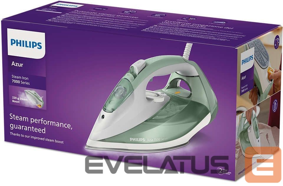 Triikrauad Philips DST7012/70 HV | Steam Iron | 2600 W | Water tank capacity 300 ml | Continuous steam 45 g/min | Steam boost performance 220 g/min | Desert Green/Gray