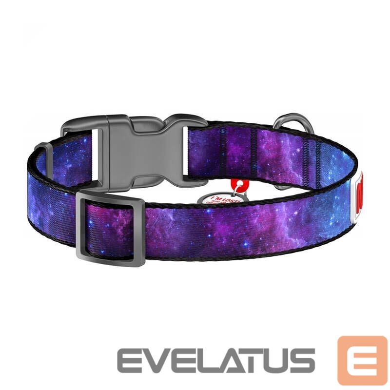 Kariloomade jaoks Waudog Waudog "NASA21" nylon dog collar with QR code, size M, width 20 mm