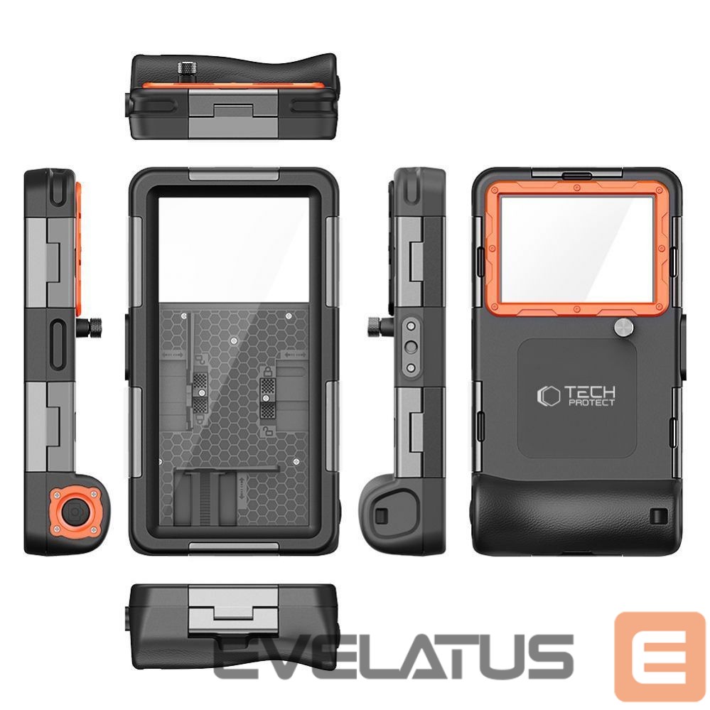 Teised Tech-Protect Tech-Protect Waterproof Case IPX8 for 4.7-6.7" Smartphones - Black and Orange