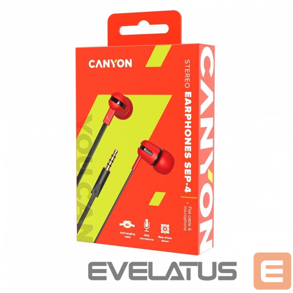 Kõrvaklapid Canyon SEP-4 Stereo earphone with microphone 3.5 mm Red